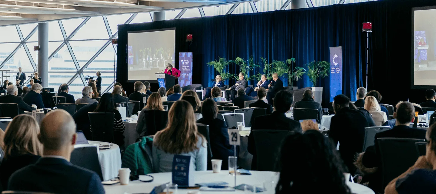 State of Canada's Cities Summit 2023 attendee crowd panel in background